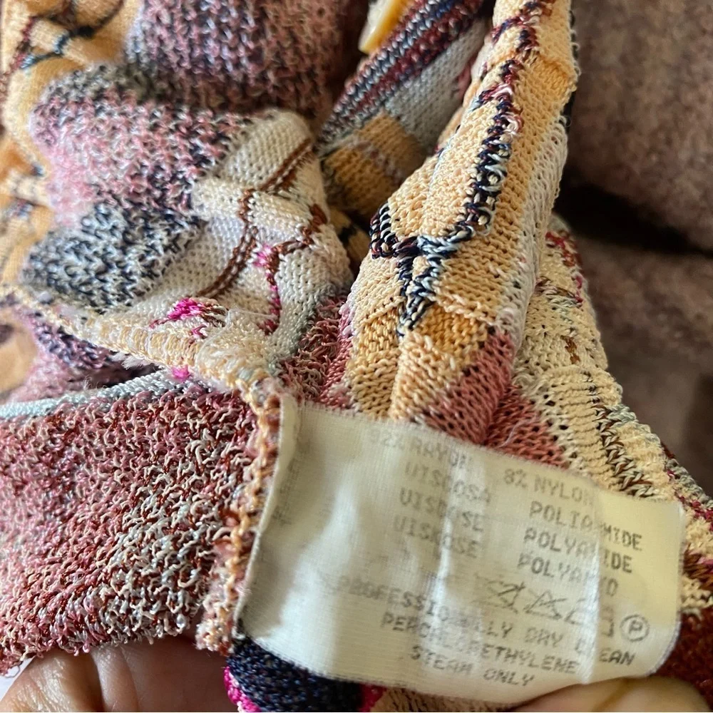 Missoni Made In Italy Knit Cardigan Sweater Button Down Tight Multicolor: